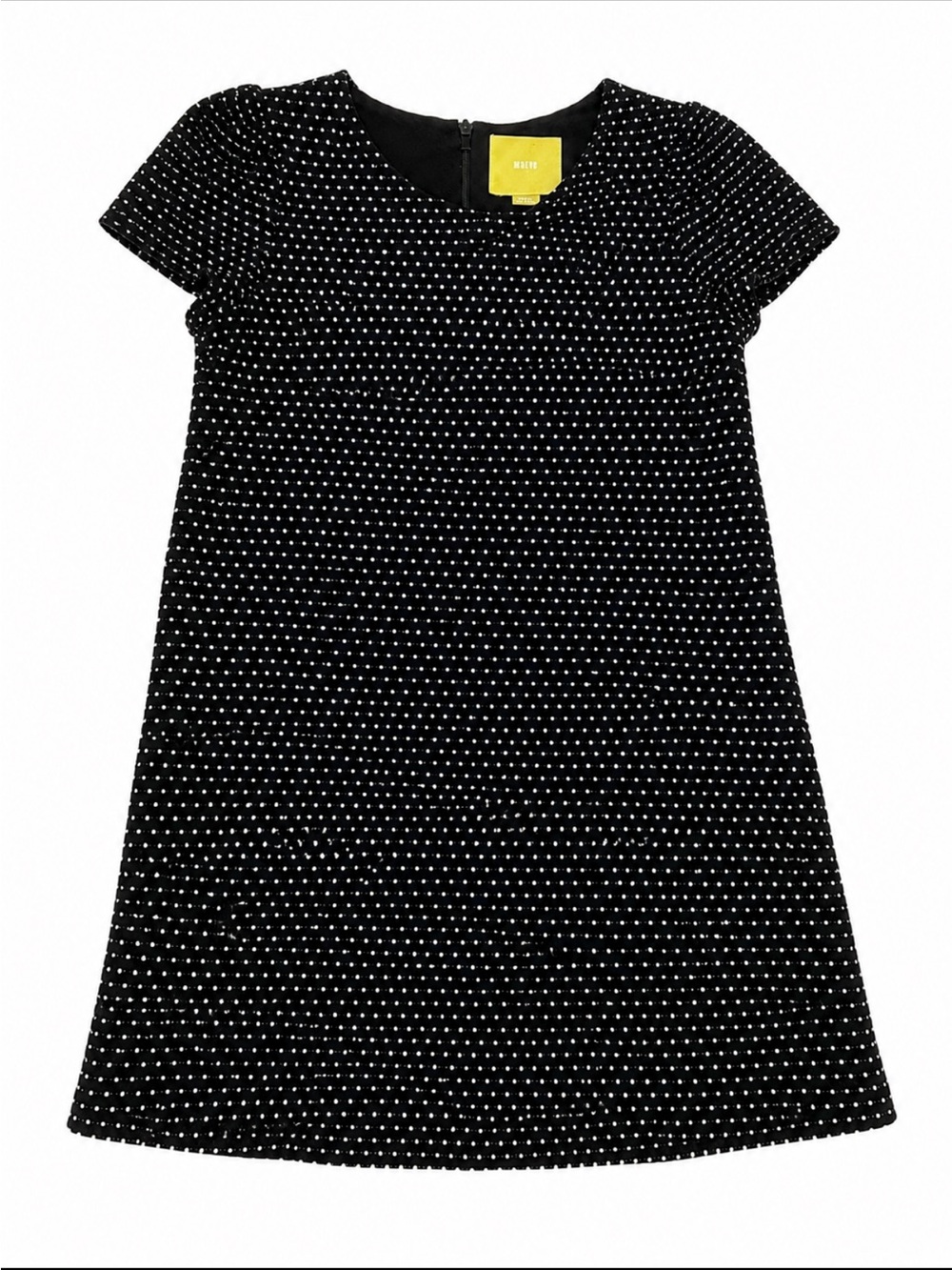 Maeve Anthropologie Black Textured Dot Shift Dress Size Small